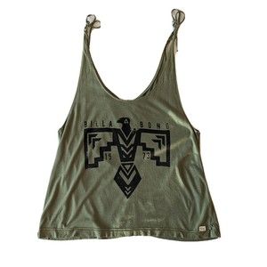 Billabong Tank Top Womens Large Green Scoop Neck Bohemian Shirt Summer Eagle
